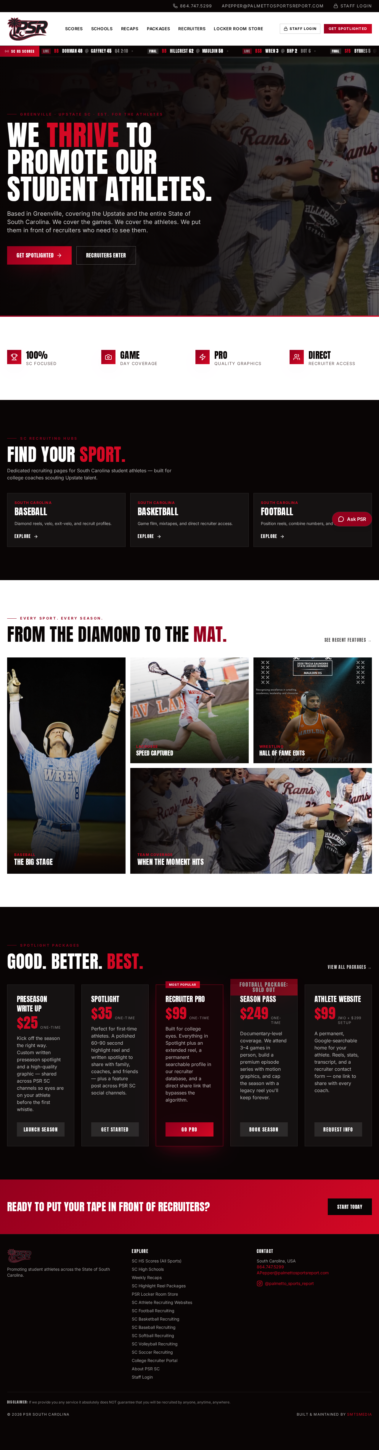 Palmetto Sports Report website design by ShowMeTheSite