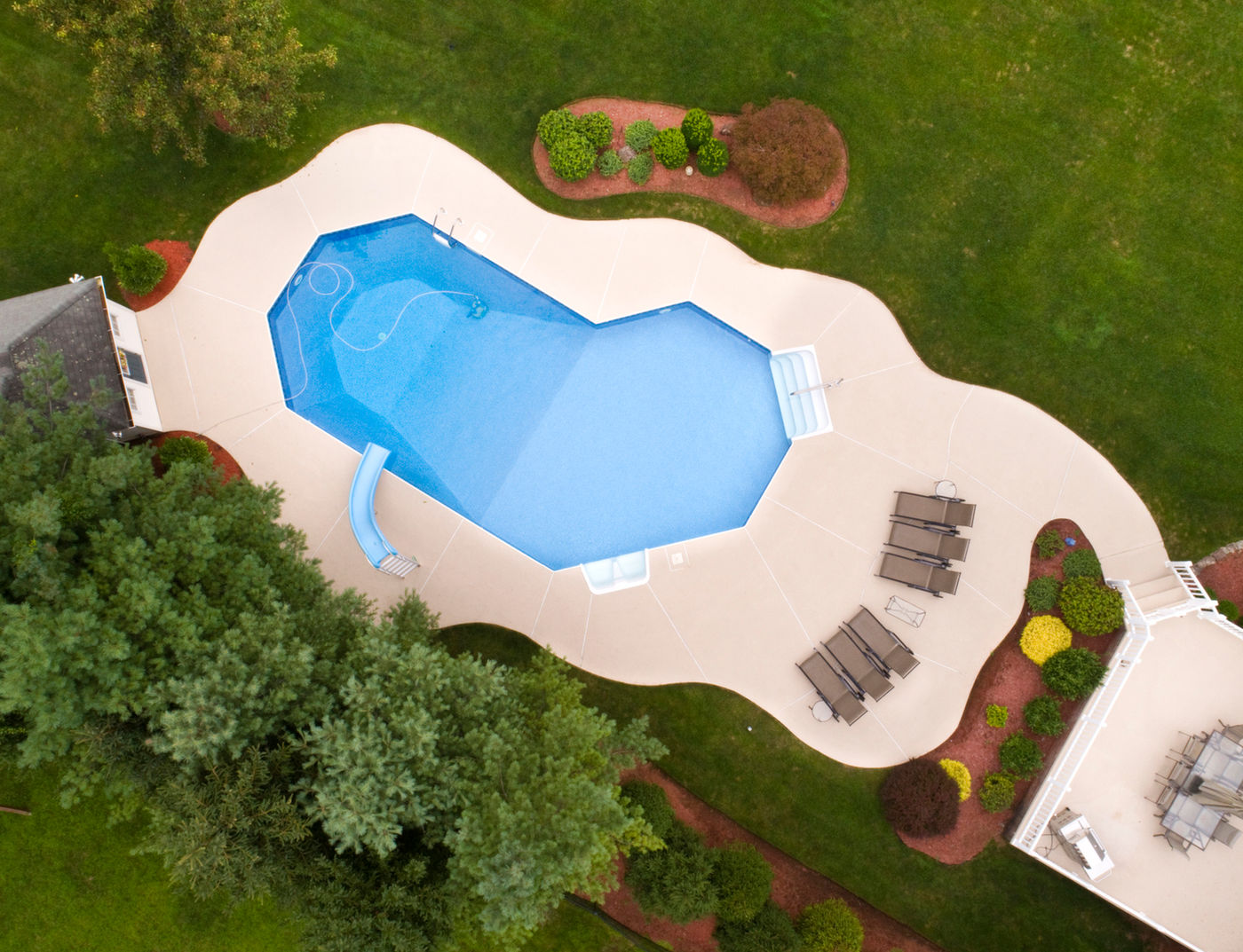 A finished Cannonball Pools backyard pool in Lexington, South Carolina