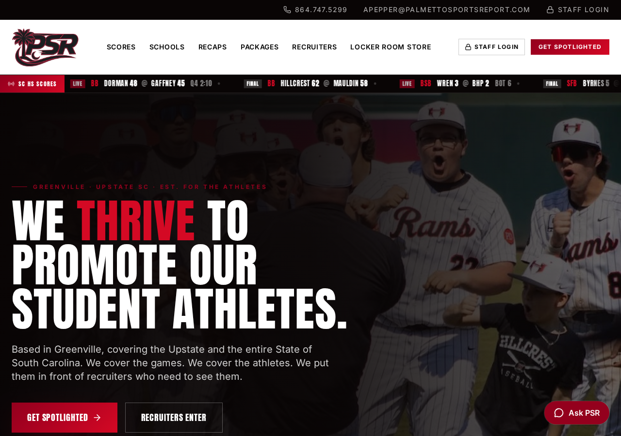 The Palmetto Sports Report home page after launch